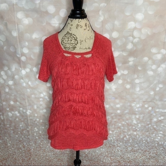Chico's Tops - CHICO'S Coral Fringe Detail Top Size 0